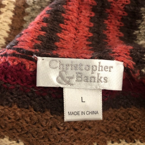 C&B Zip Front Cardigan-Sz Lg-Brown/Tan/Gray/Marion - Picture 5 of 7